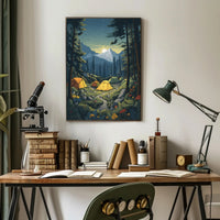 Serene Forest Camping Retreat with Mountain View National Park Poster PosterGoat