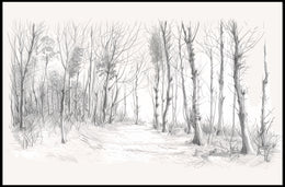 Serene Forest Sketch Art Poster PosterGoat