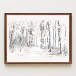 Serene Forest Sketch Art Poster PosterGoat