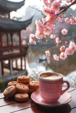 Serene Garden Cafe Vibes Cultural Heritage Poster PosterGoat