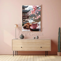 Serene Garden Cafe Vibes Cultural Heritage Poster PosterGoat