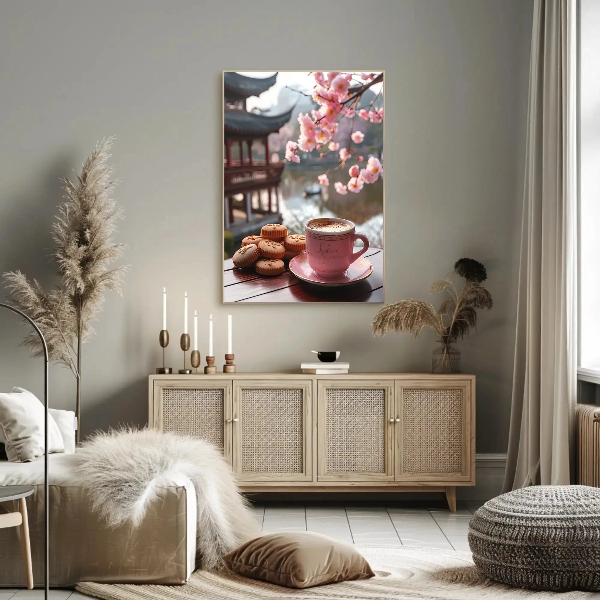 Serene Garden Cafe Vibes Cultural Heritage Poster PosterGoat