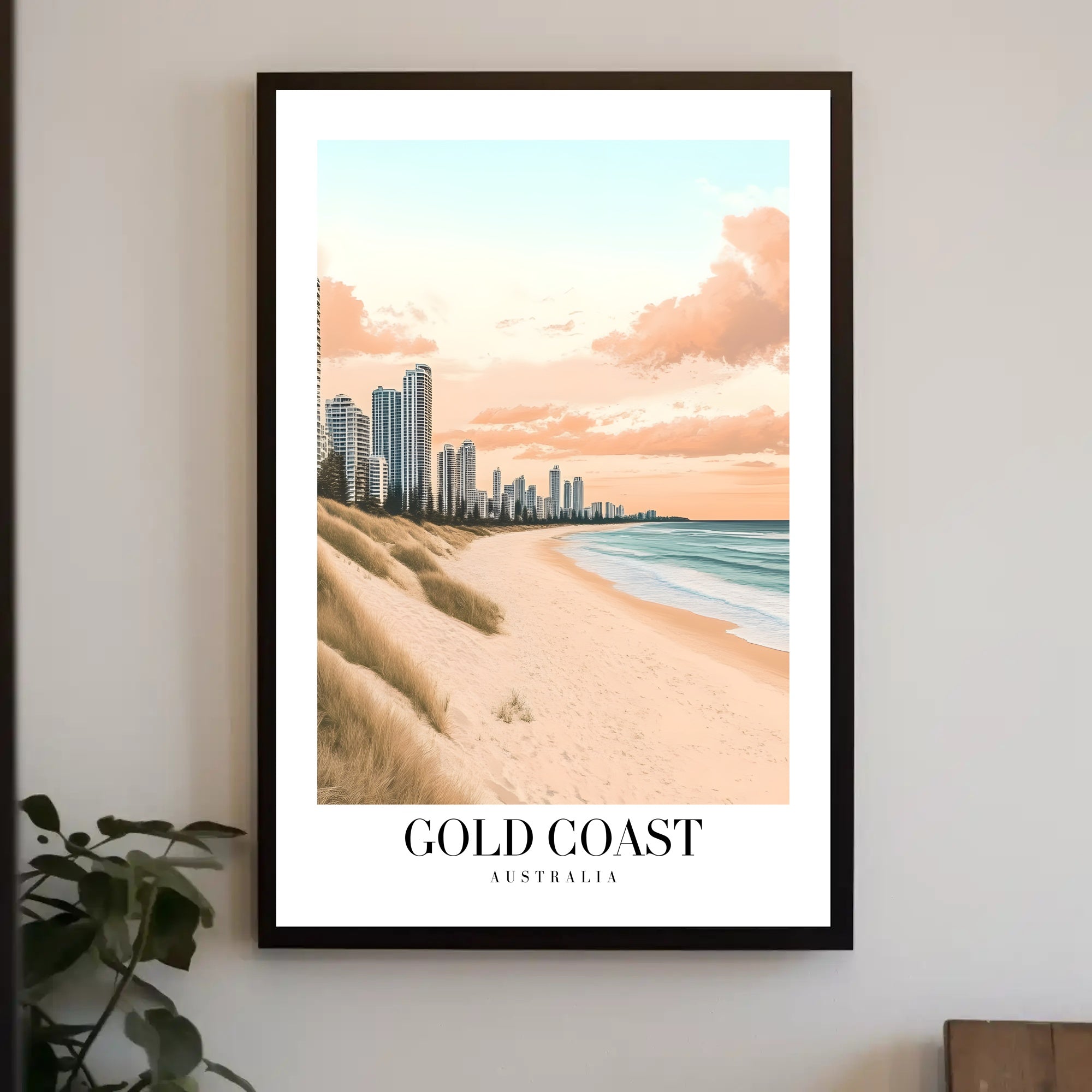 Serene Gold Coast Urban Beach Travel Poster PosterGoat