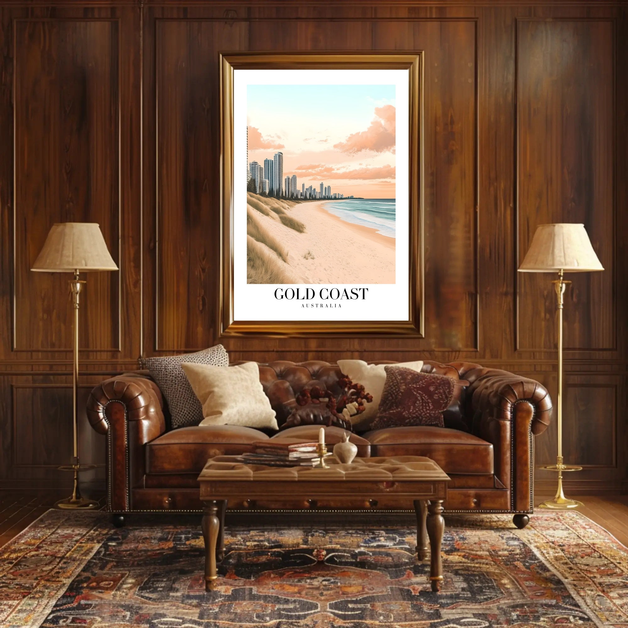Serene Gold Coast Urban Beach Travel Poster PosterGoat