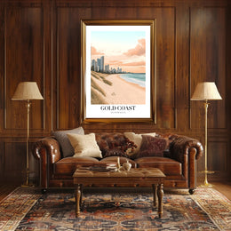 Serene Gold Coast Urban Beach Travel Poster PosterGoat