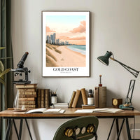 Serene Gold Coast Urban Beach Travel Poster PosterGoat