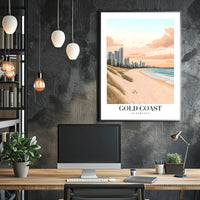 Serene Gold Coast Urban Beach Travel Poster PosterGoat