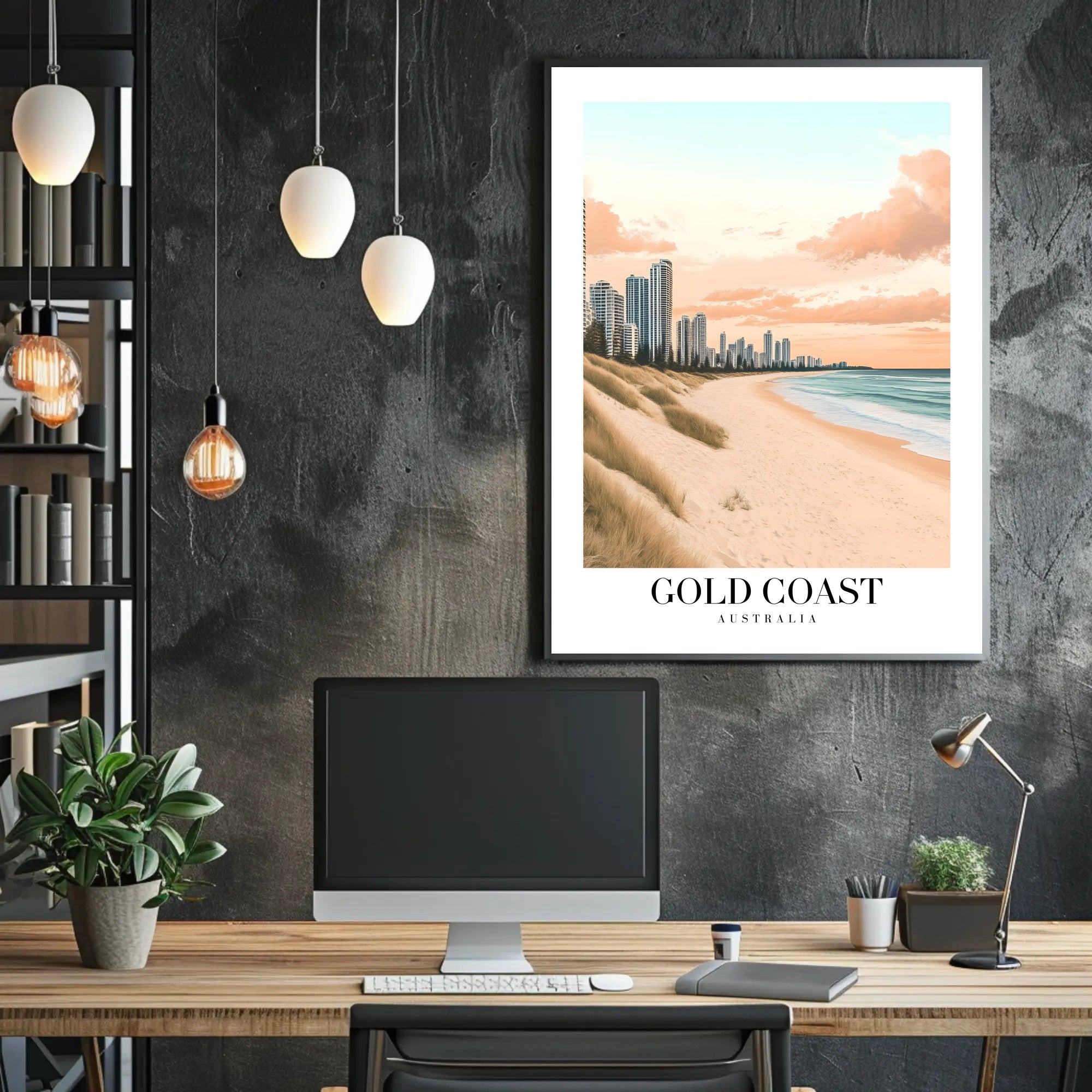 Serene Gold Coast Urban Beach Travel Poster PosterGoat