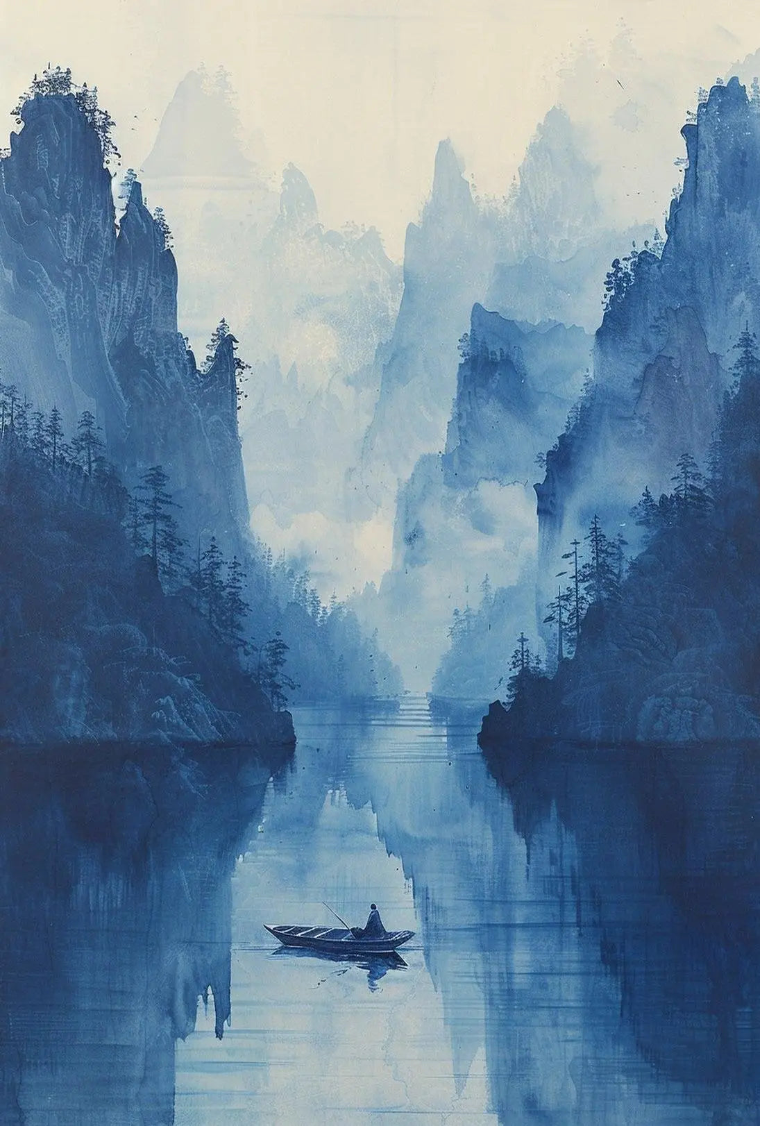 Serene Ink Wash Landscape: Cultural or Heritage Poster PosterGoat