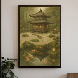Serene Japanese Garden Pagoda Scenic Cultural Heritage Poster PosterGoat