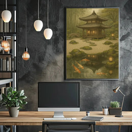 Serene Japanese Garden Pagoda Scenic Cultural Heritage Poster PosterGoat