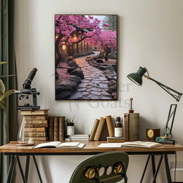 Serene Japanese Garden Scene Cultural or Heritage Poster PosterGoat