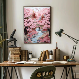Serene Japanese Landscape Paper-Cut Art Cultural Heritage Poster PosterGoat