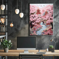 Serene Japanese Landscape Paper-Cut Art Cultural Heritage Poster PosterGoat