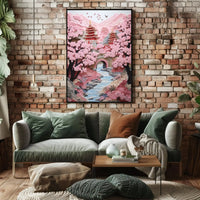 Serene Japanese Landscape Paper-Cut Art Cultural Heritage Poster PosterGoat