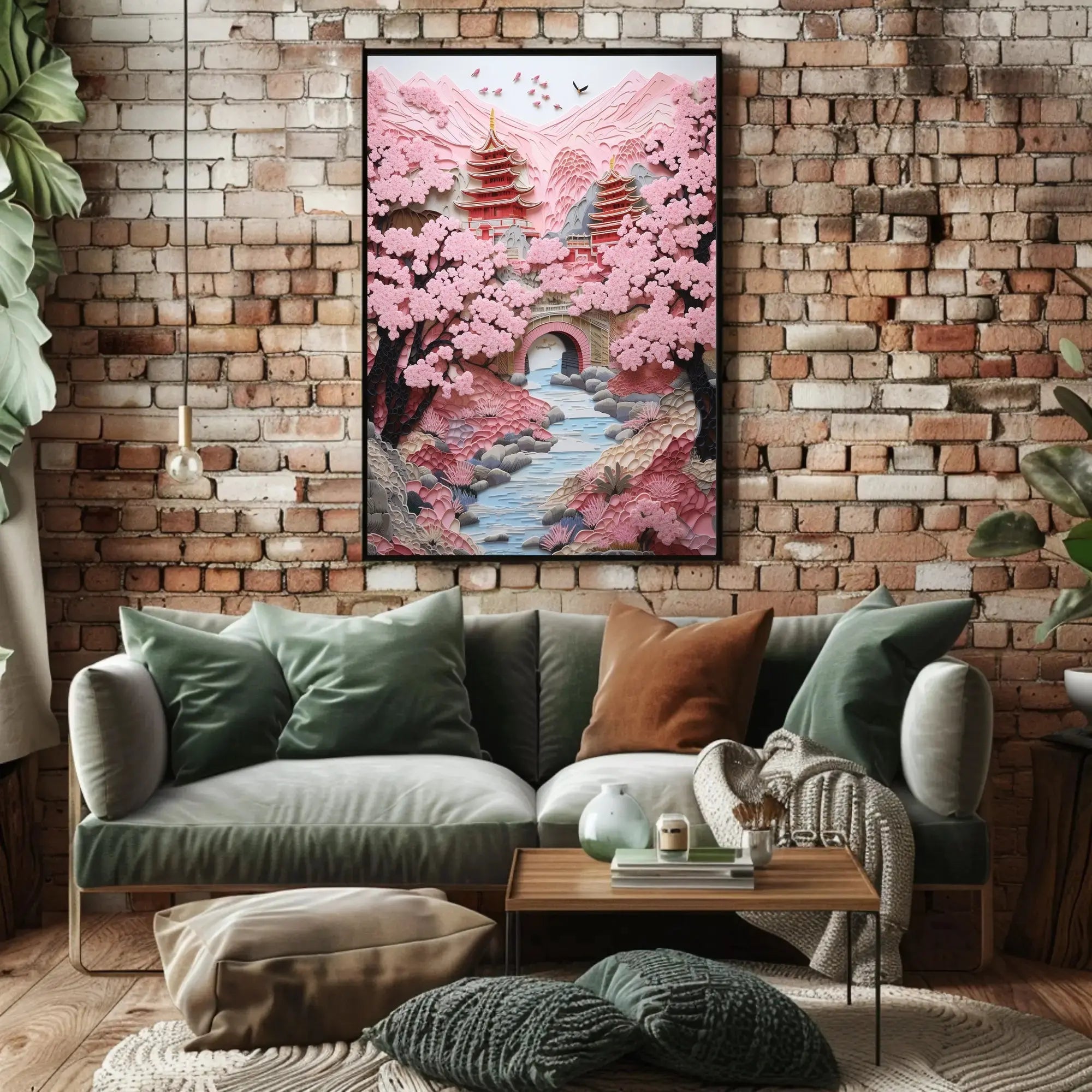 Serene Japanese Landscape Paper-Cut Art Cultural Heritage Poster PosterGoat