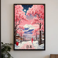 Serene Japanese Landscape Under Moonlight: Cultural Poster PosterGoat