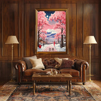 Serene Japanese Landscape Under Moonlight: Cultural Poster PosterGoat