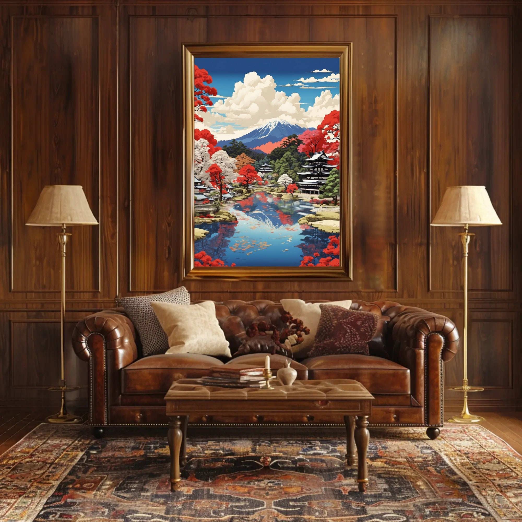 Serene Japanese Landscape with Mount Fuji Heritage Poster PosterGoat