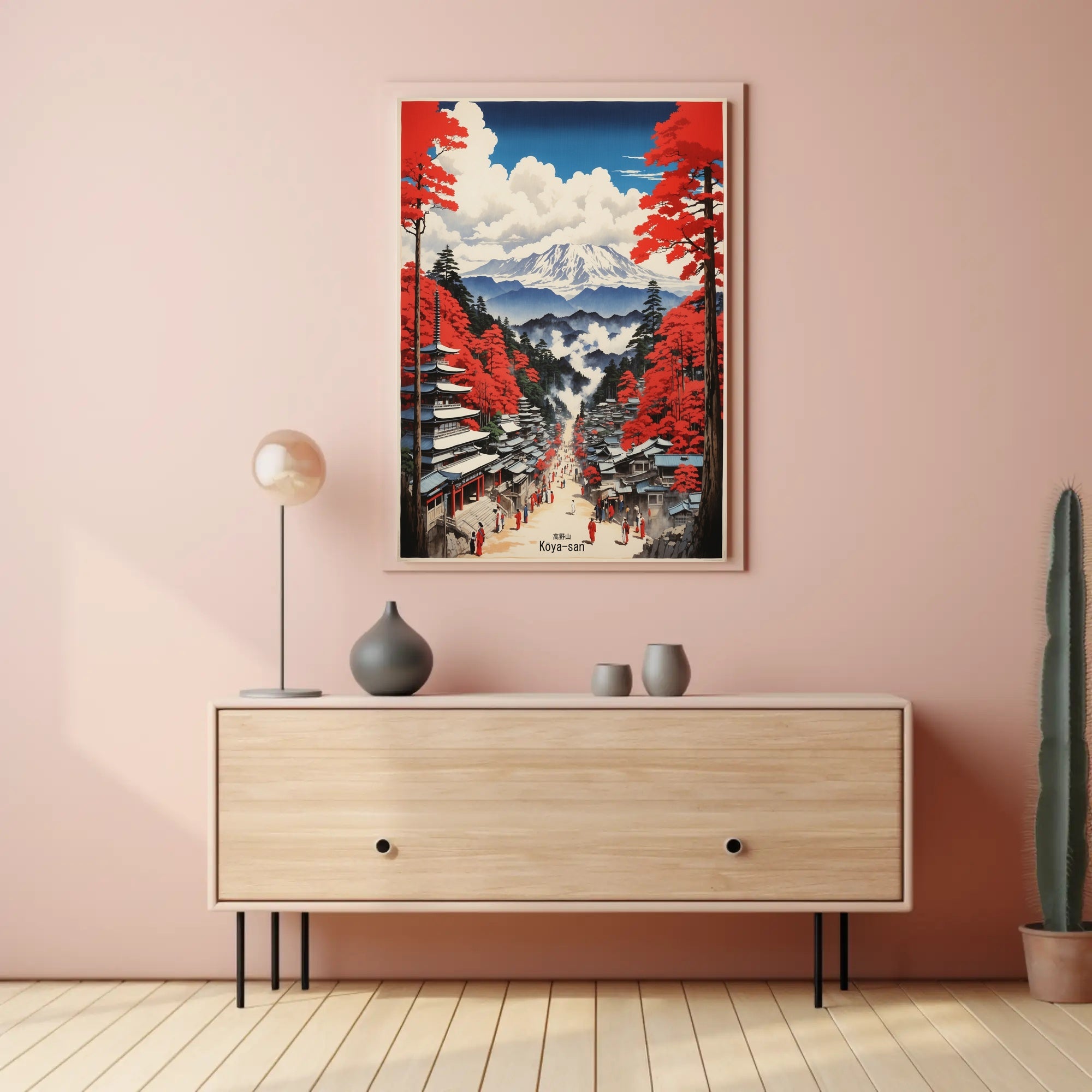 Serene Japanese Landscape with Traditional Pagodas Cultural or Heritage Poster PosterGoat