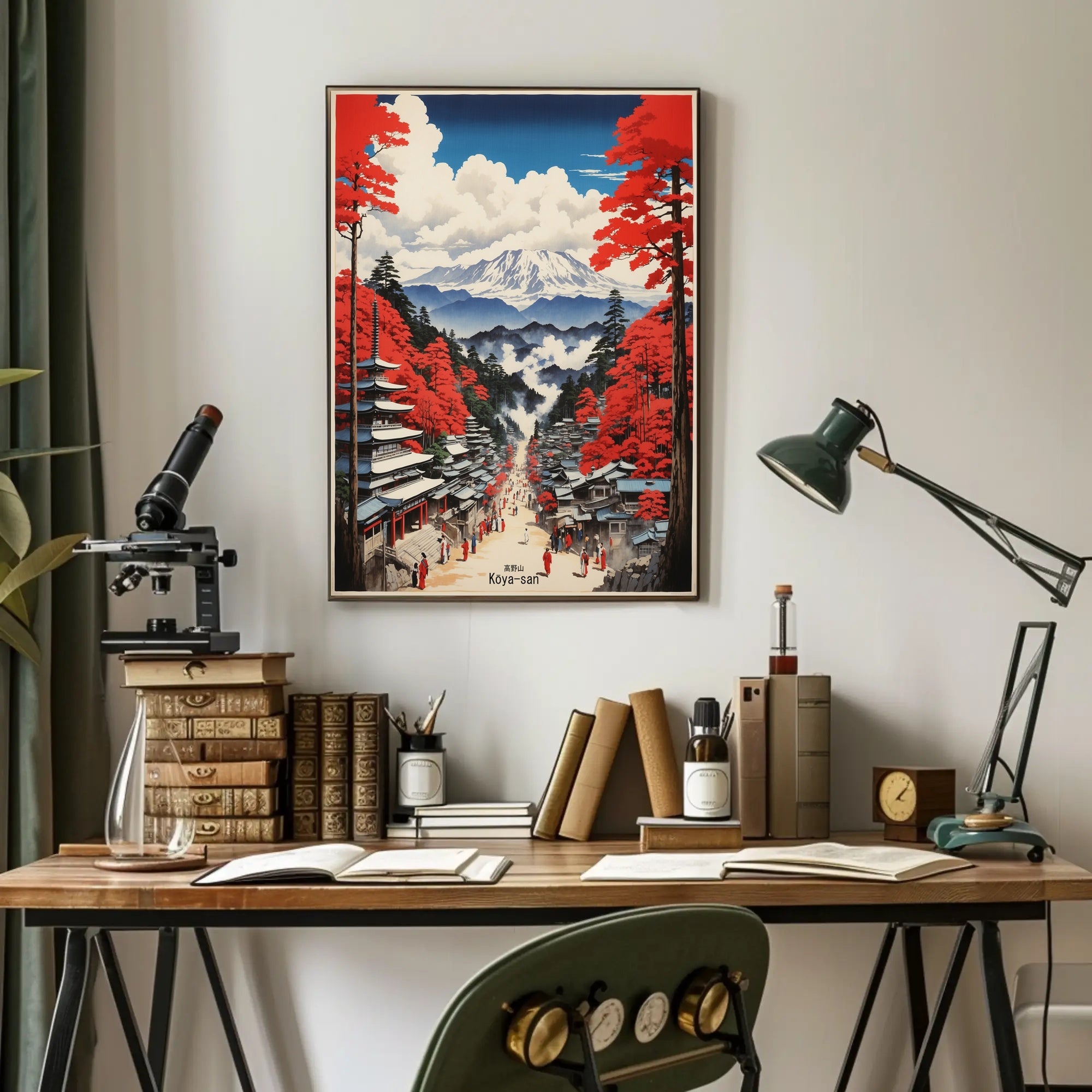 Serene Japanese Landscape with Traditional Pagodas Cultural or Heritage Poster PosterGoat