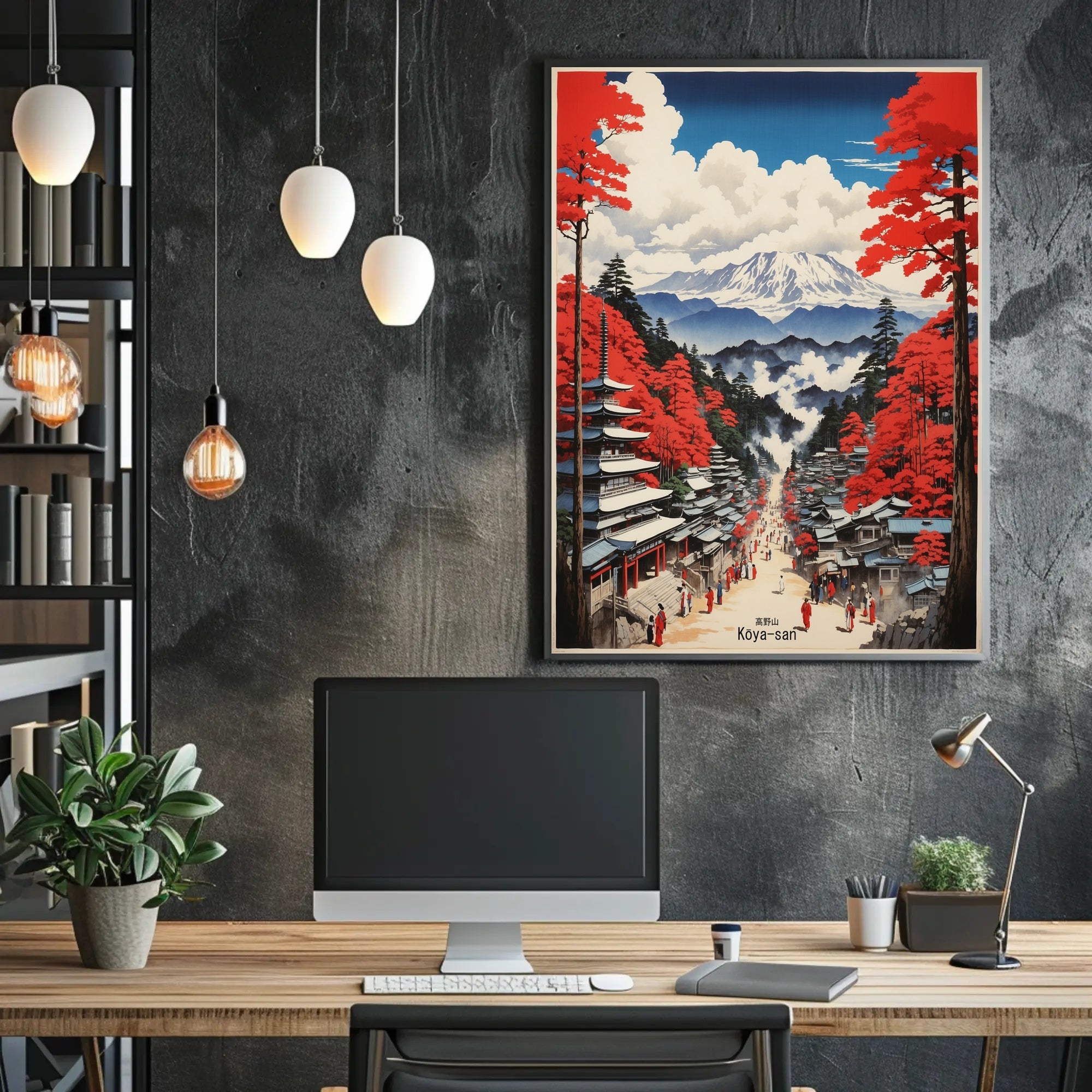 Serene Japanese Landscape with Traditional Pagodas Cultural or Heritage Poster PosterGoat