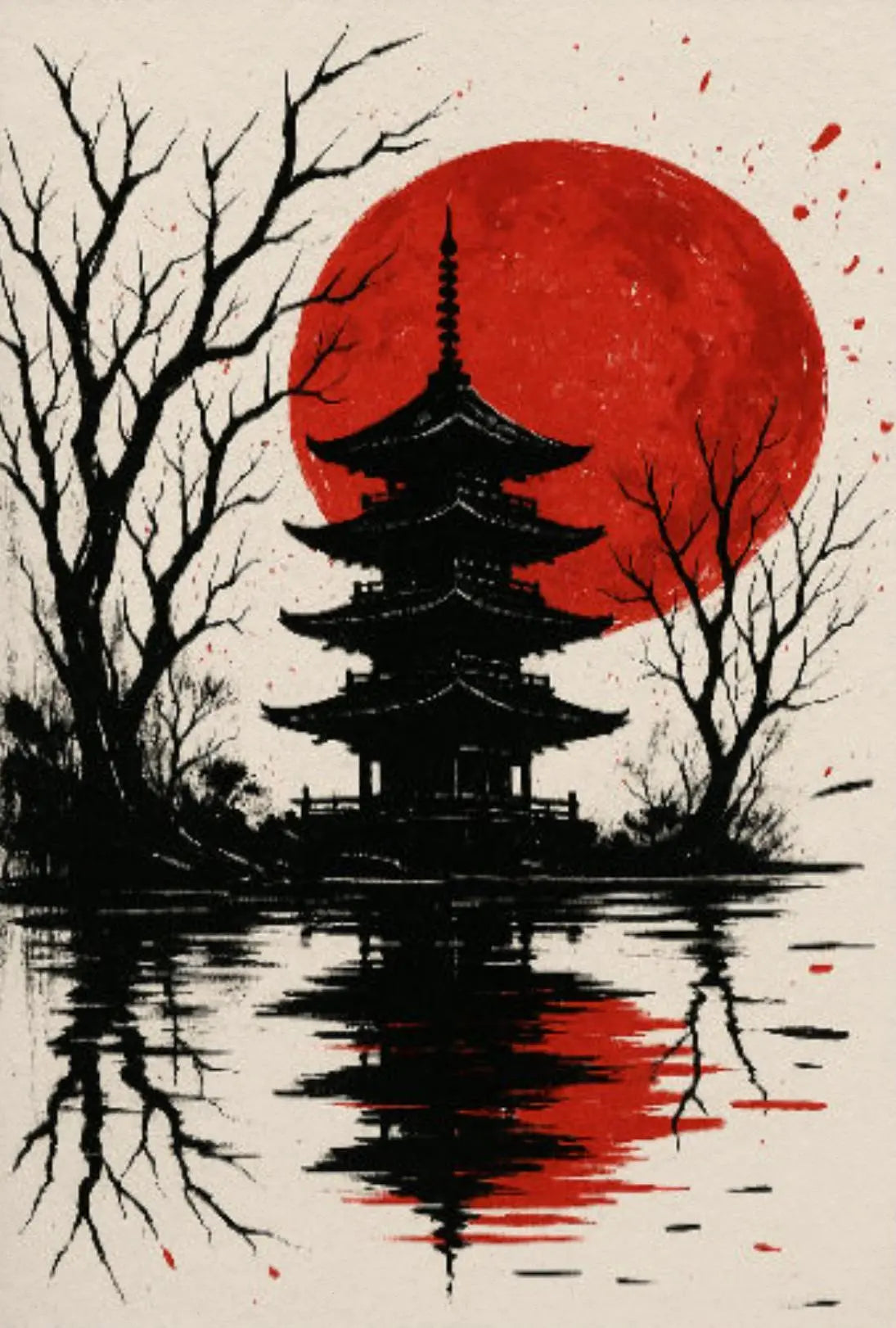 Serene Japanese Pagoda Art Print Cultural Heritage Poster PosterGoat