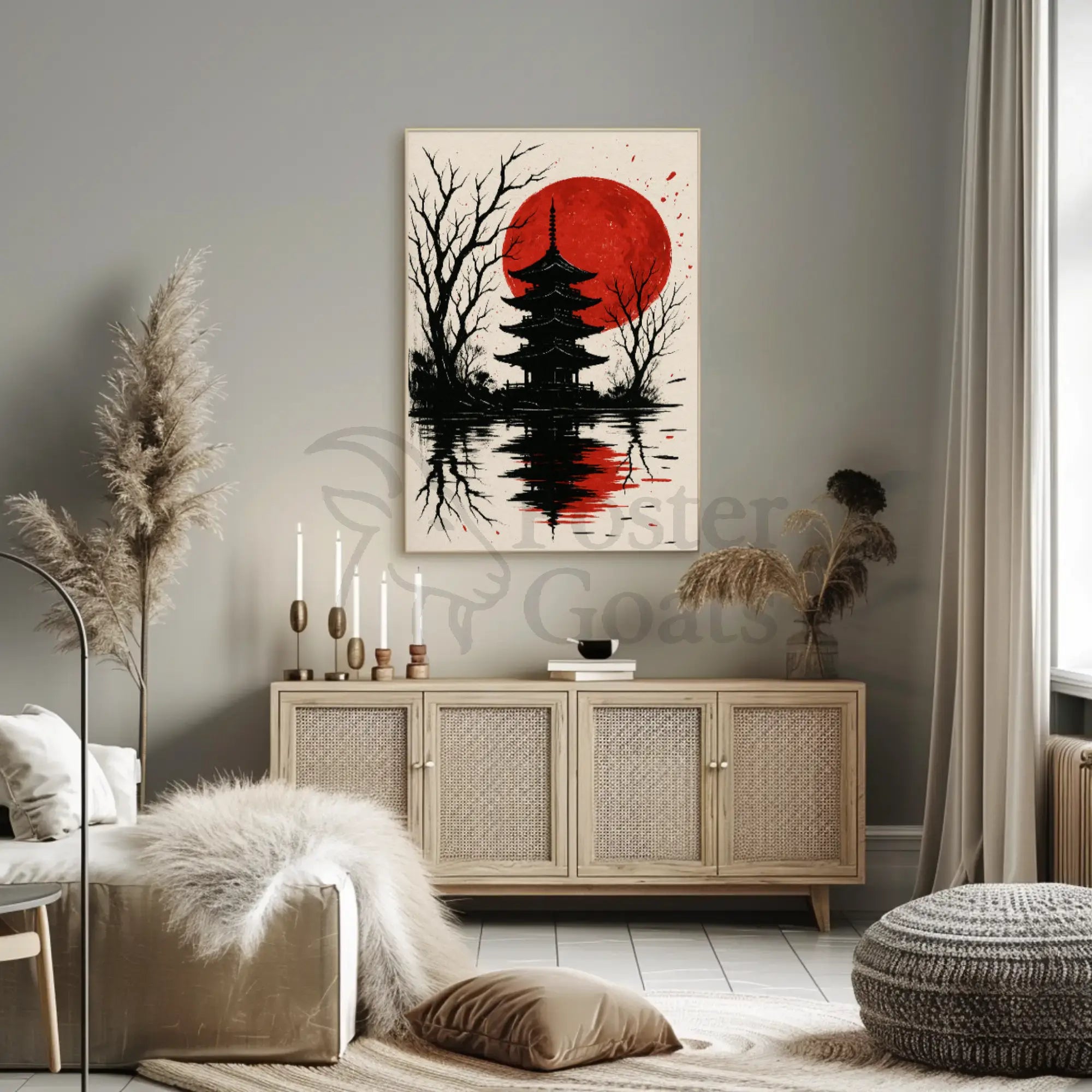 Serene Japanese Pagoda Art Print Cultural Heritage Poster PosterGoat