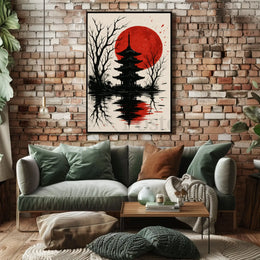 Serene Japanese Pagoda Art Print Cultural Heritage Poster PosterGoat