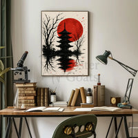 Serene Japanese Pagoda Art Print Cultural Heritage Poster PosterGoat