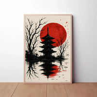 Serene Japanese Pagoda Art Print Cultural Heritage Poster PosterGoat
