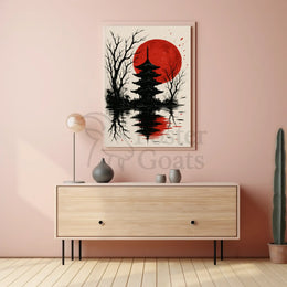 Serene Japanese Pagoda Art Print Cultural Heritage Poster PosterGoat