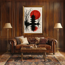 Serene Japanese Pagoda Art Print Cultural Heritage Poster PosterGoat