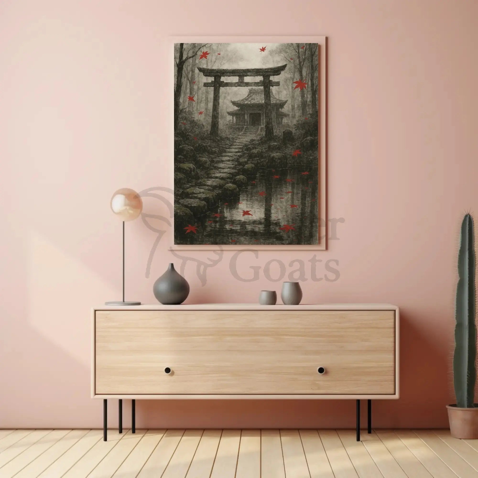 Serene Japanese Torii Gate Autumn Cultural Heritage Poster PosterGoat