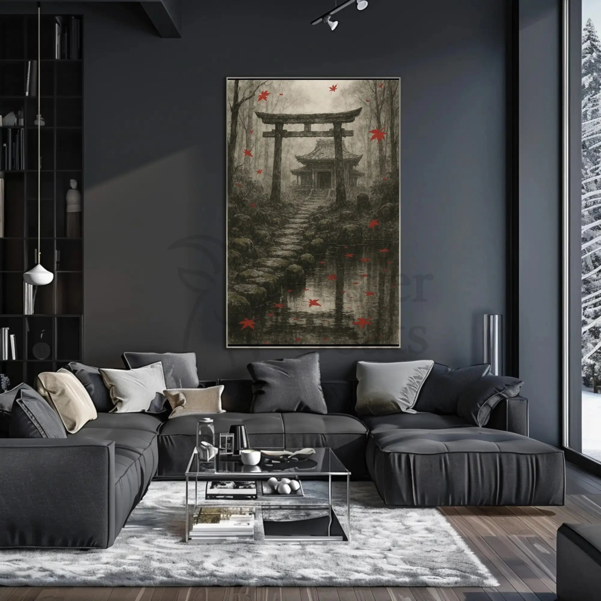 Serene Japanese Torii Gate Autumn Cultural Heritage Poster PosterGoat