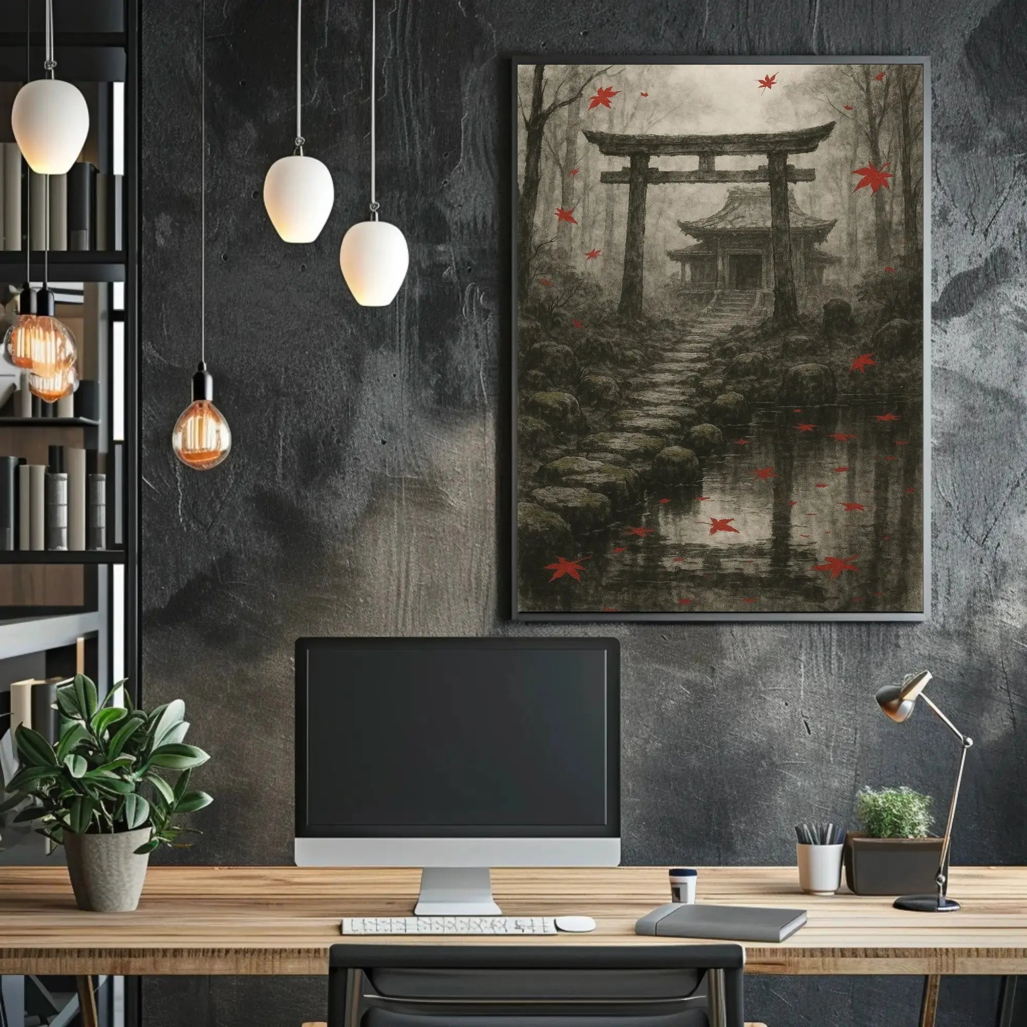 Serene Japanese Torii Gate Autumn Cultural Heritage Poster PosterGoat