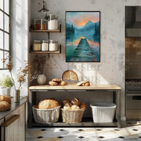 Serene Lake Scene at Sunrise Impressionistic Artistic Poster PosterGoat
