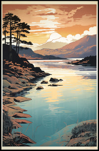 Serene Lakeside Sunset National Park Poster PosterGoat