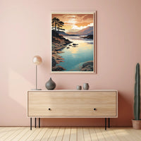 Serene Lakeside Sunset National Park Poster PosterGoat