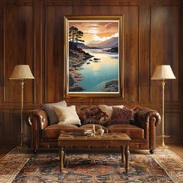 Serene Lakeside Sunset National Park Poster PosterGoat