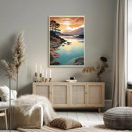 Serene Lakeside Sunset National Park Poster PosterGoat