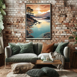 Serene Lakeside Sunset National Park Poster PosterGoat