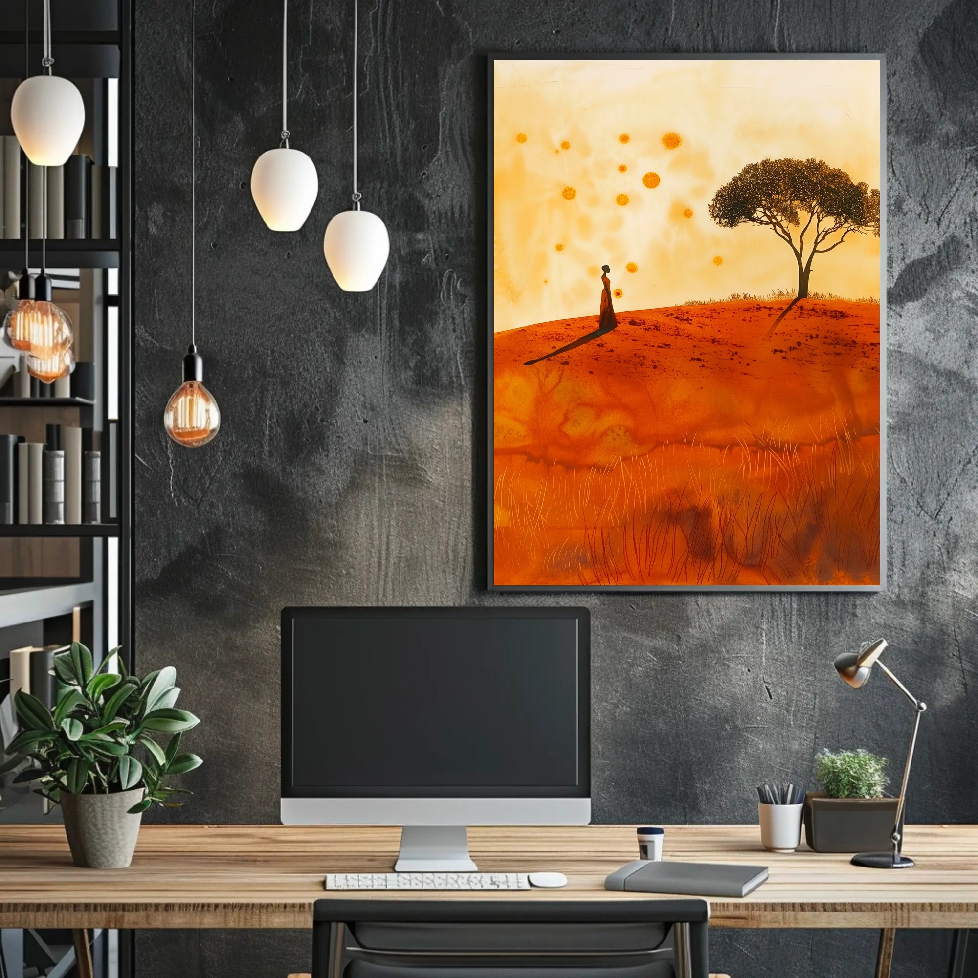 Serene Landscape at Sunset in Artistic Poster PosterGoat