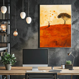 Serene Landscape at Sunset in Artistic Poster PosterGoat