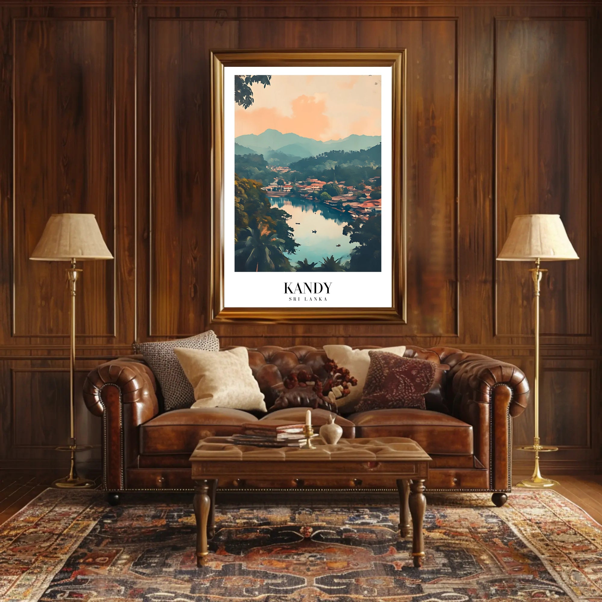 Serene Landscape of Kandy: Vintage Travel Poster PosterGoat