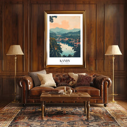 Serene Landscape of Kandy: Vintage Travel Poster PosterGoat