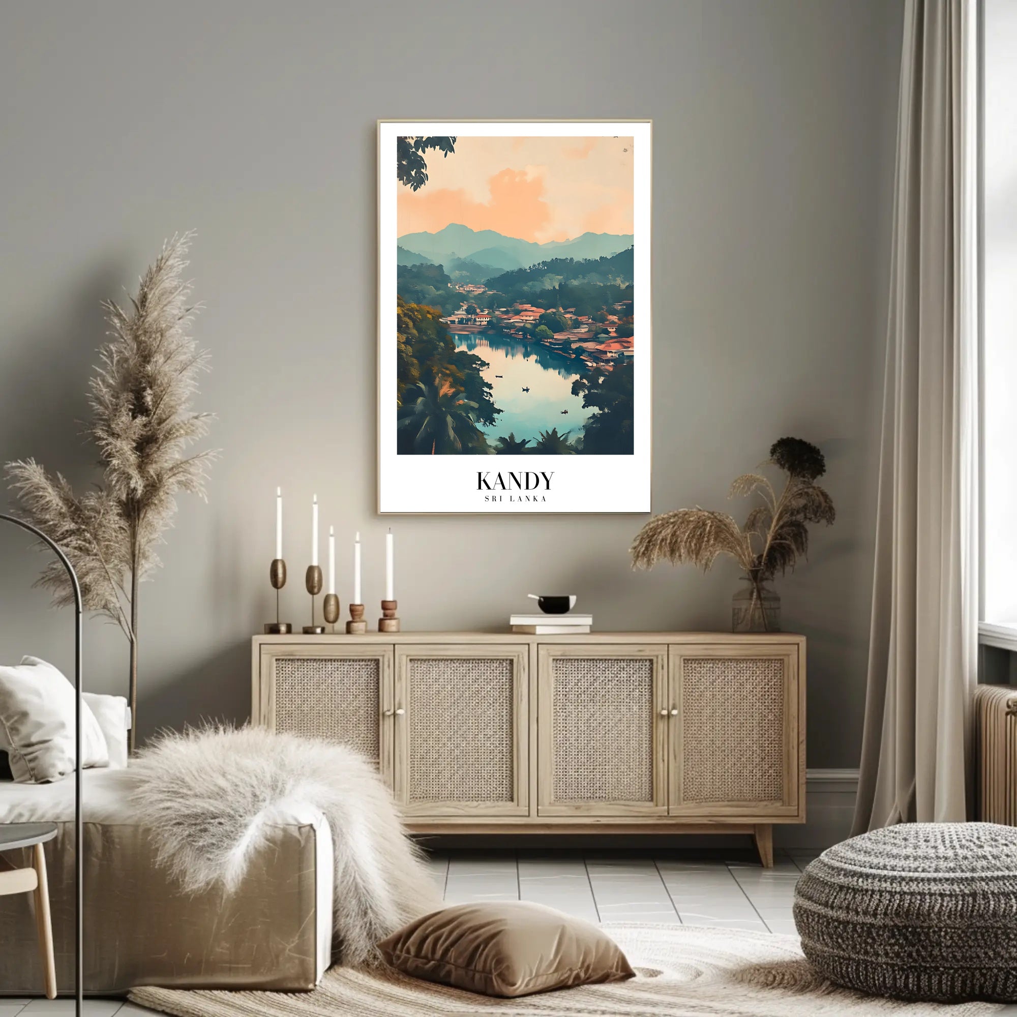 Serene Landscape of Kandy: Vintage Travel Poster PosterGoat