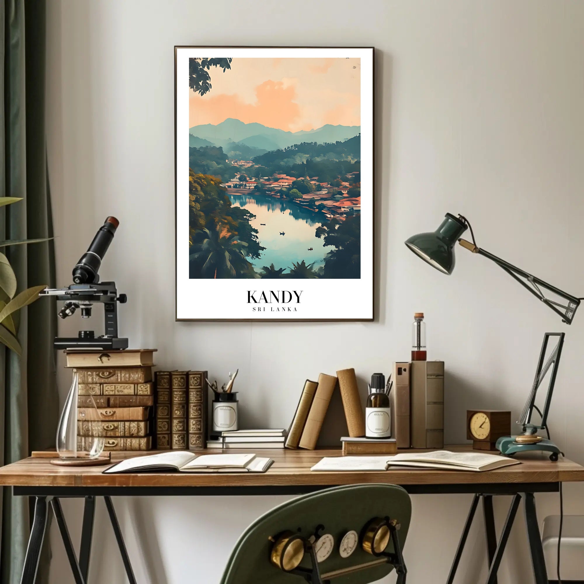 Serene Landscape of Kandy: Vintage Travel Poster PosterGoat