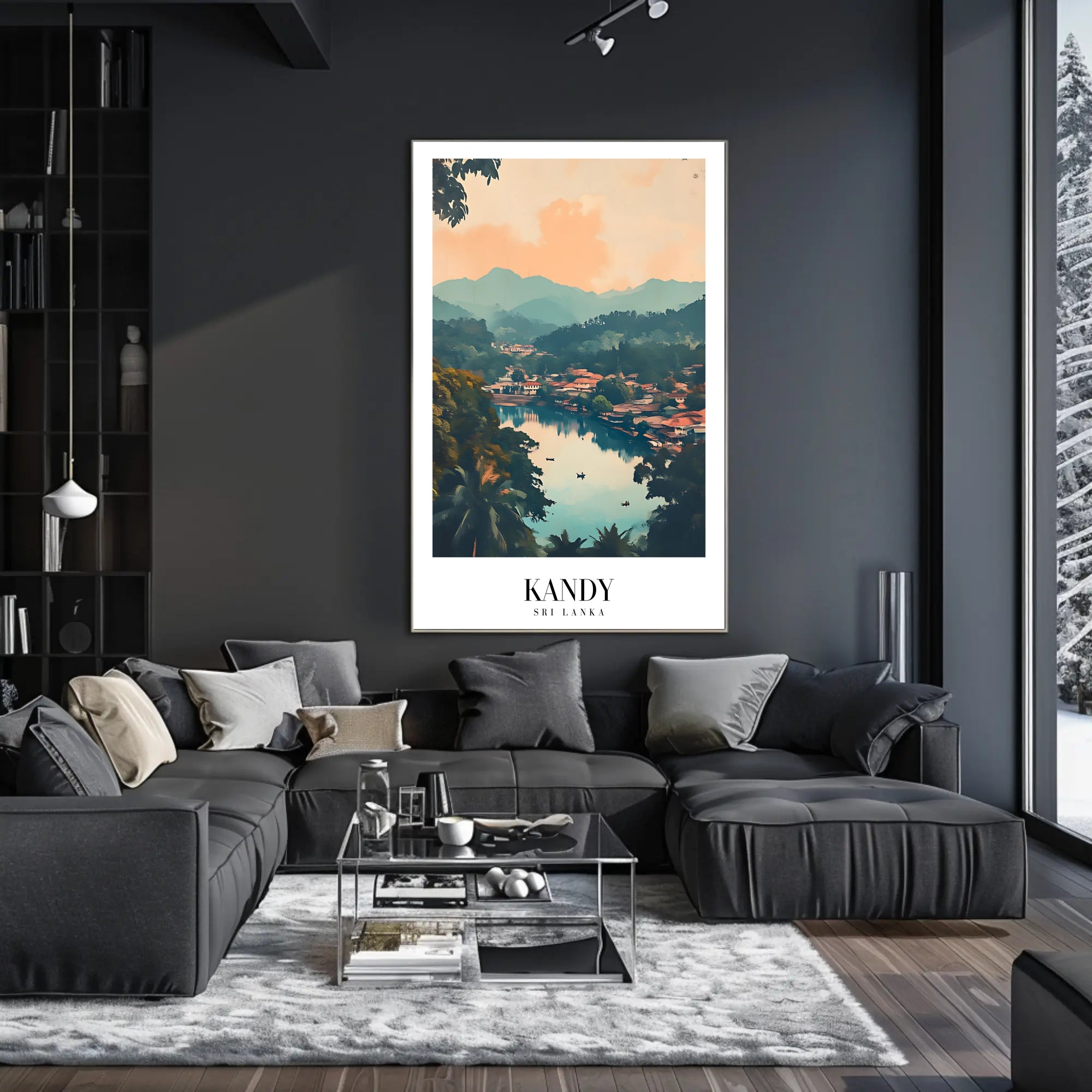 Serene Landscape of Kandy: Vintage Travel Poster PosterGoat