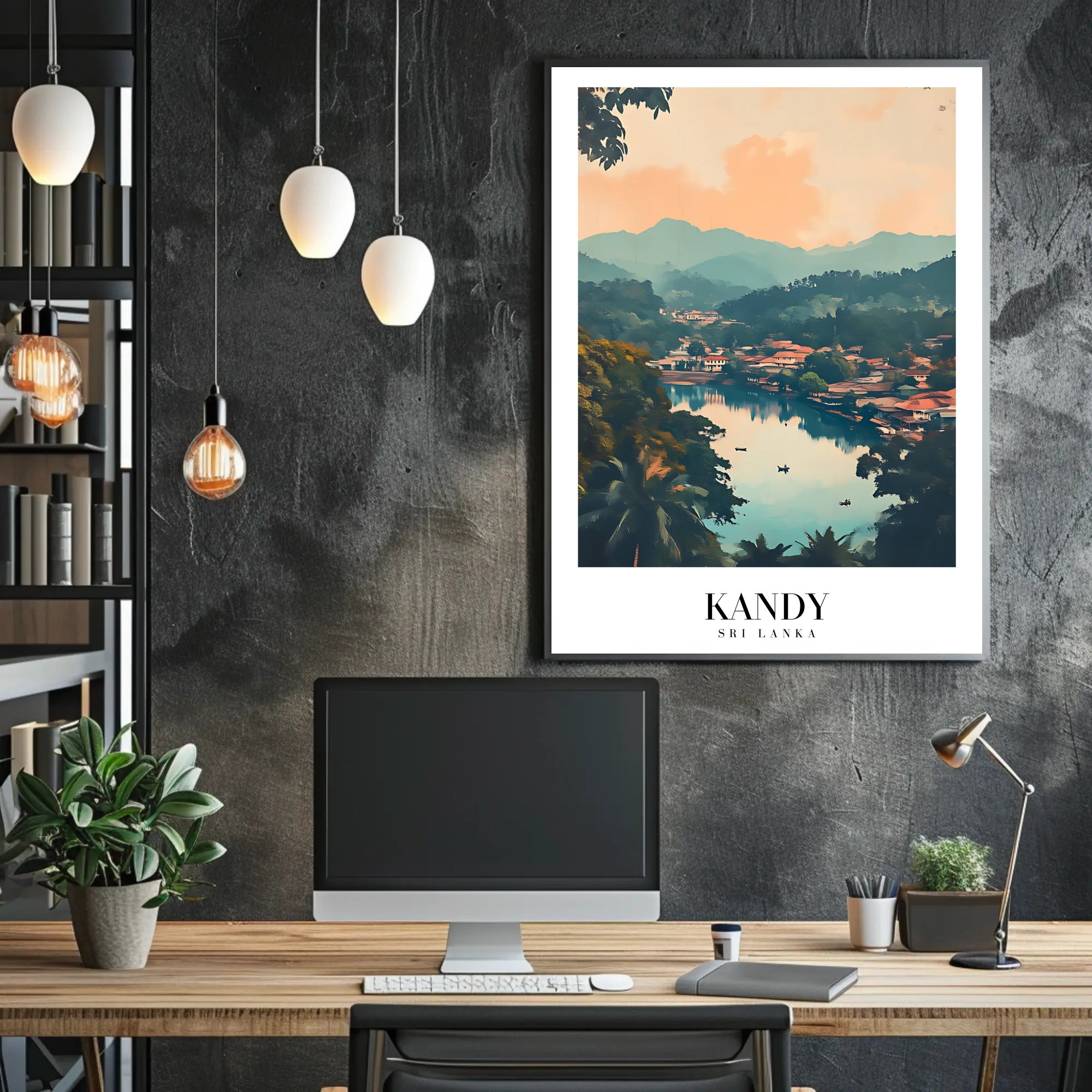 Serene Landscape of Kandy: Vintage Travel Poster PosterGoat